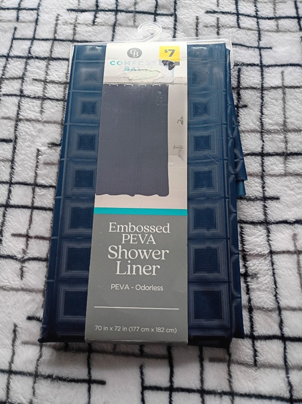 Comfort Bay Embossed PEVA Shower Liner - Deep Navy Blue BRAND NEW